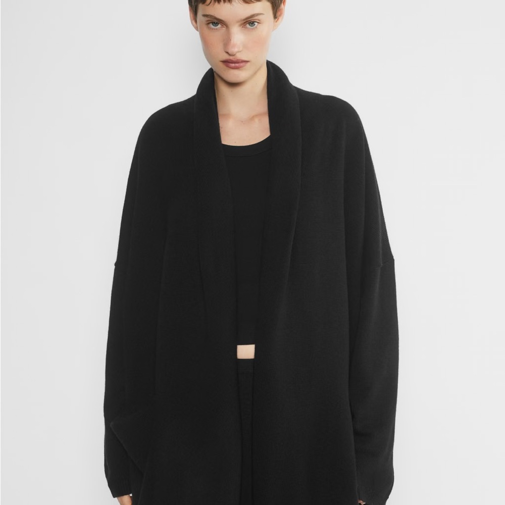 Aritzia Nook Merino Wool Black Oversized Women's Cardigan Sweater - Picture 3 of 14
